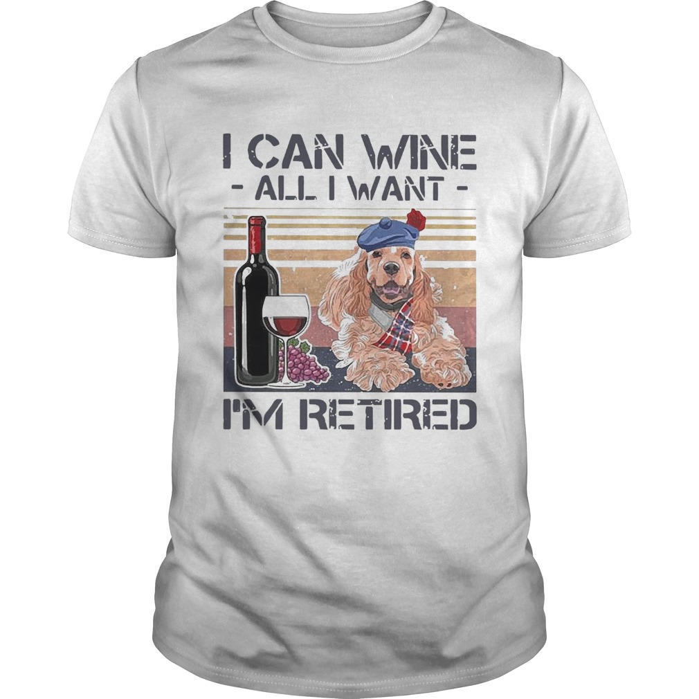 I Can Wine All I Want IM Retired Poodle Dog Vintage Retro Footprint shirt