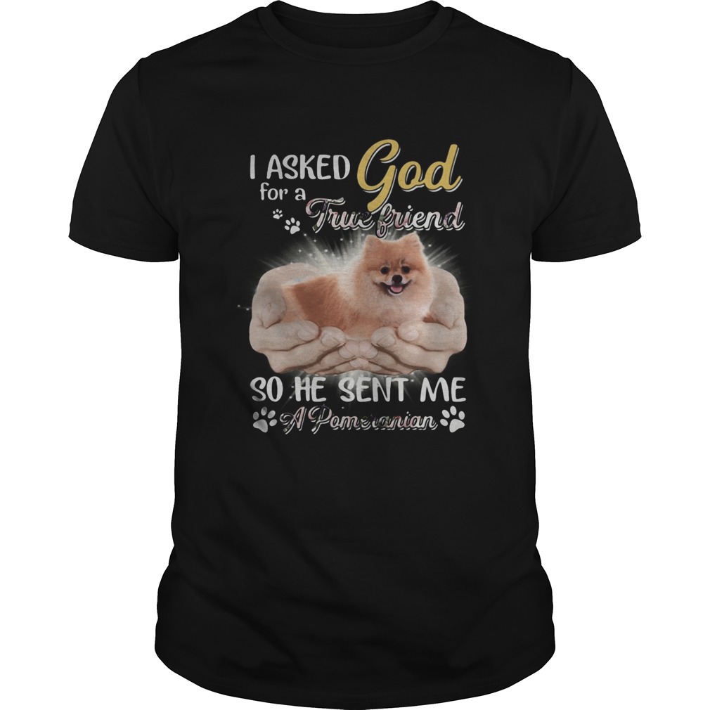 I asked god for a true friend so he sent me a paw pomeranian shirt