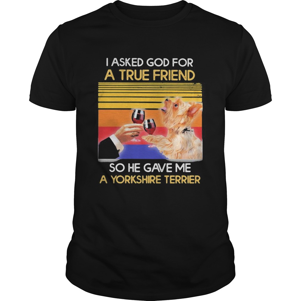 I asked god for a true friend so he sent me a yorkshire terrier vintage retro shirt