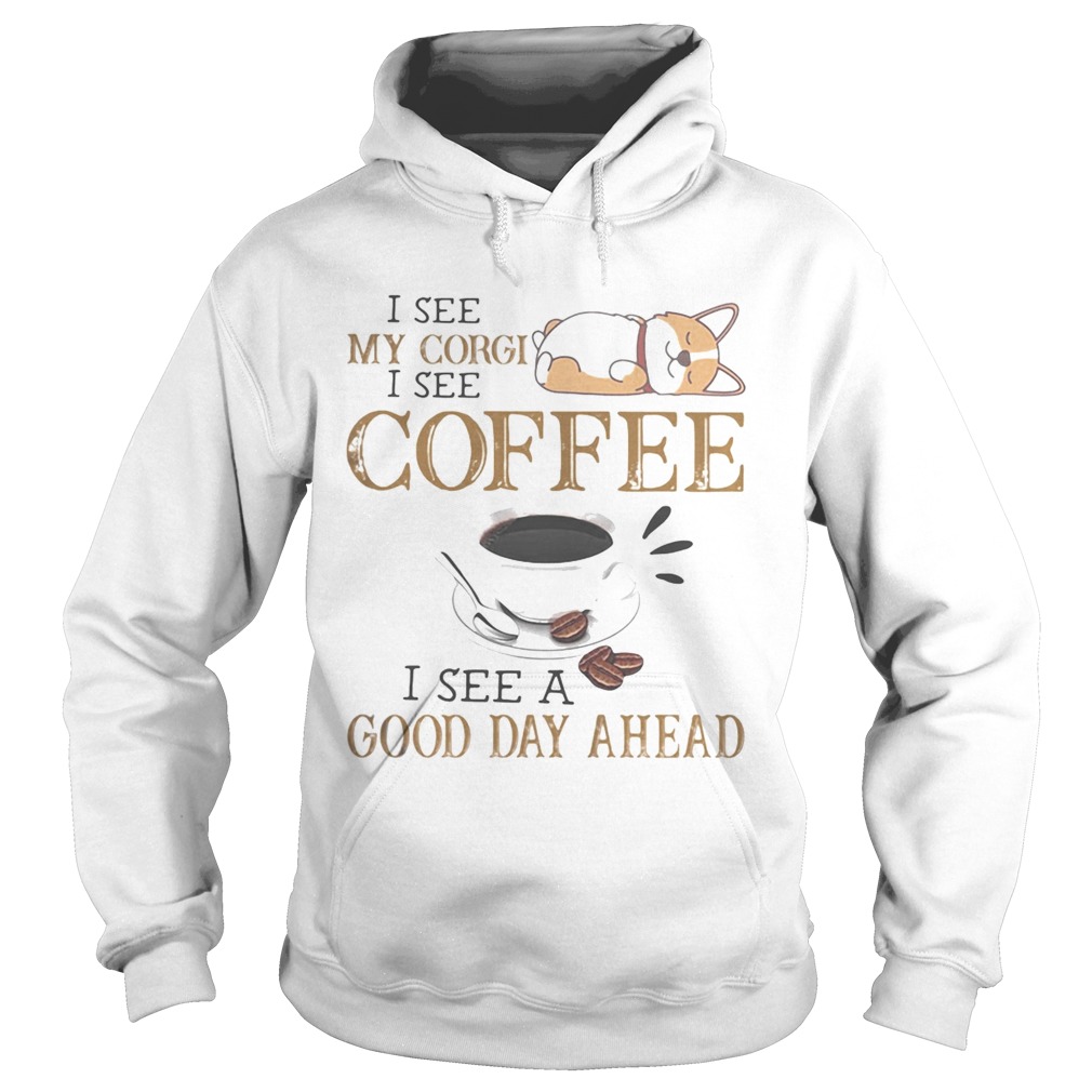 I see my corgi i see coffee i see a good day ahead  Hoodie