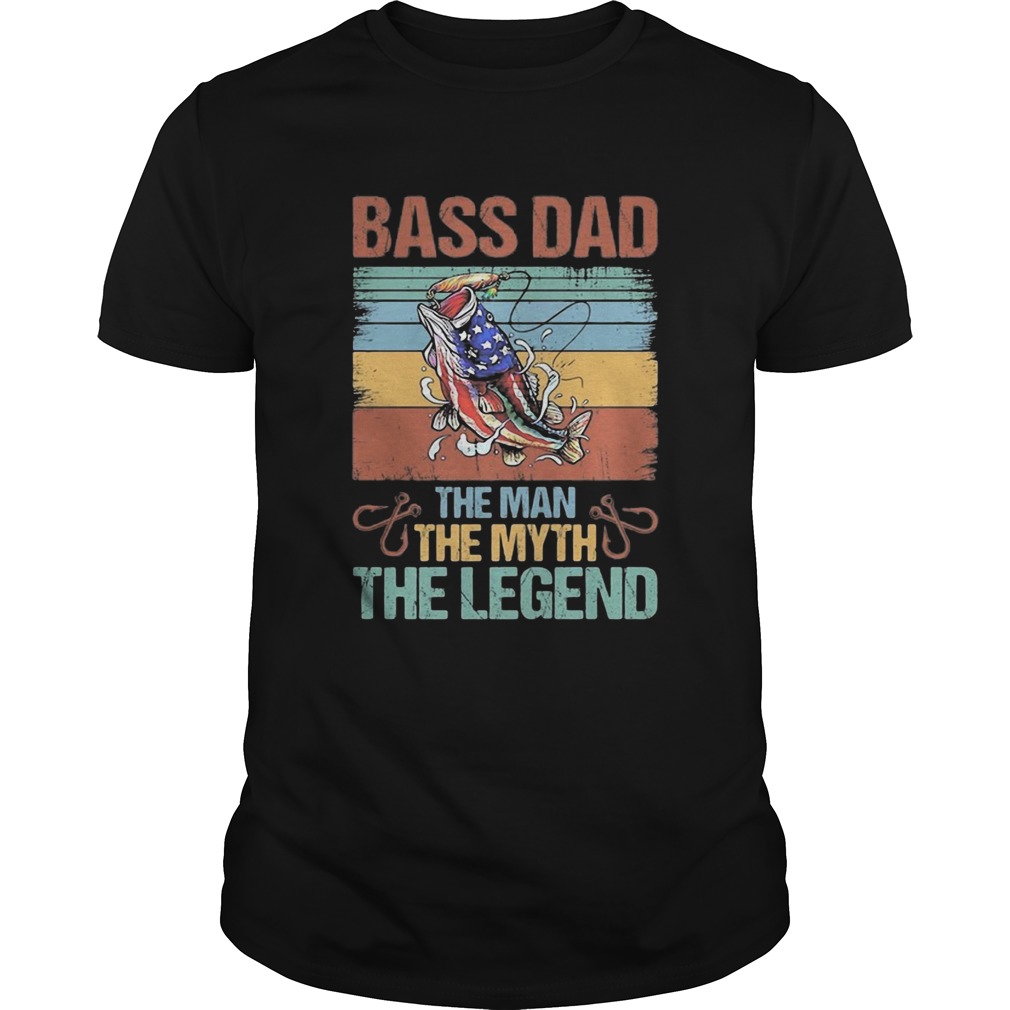 Independence day fishing bass dad the man the myth the legend vintage retro shirt