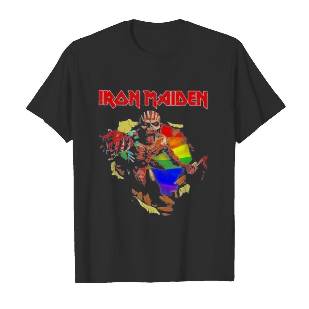 Iron maiden band skeleton lgbt flag shirt