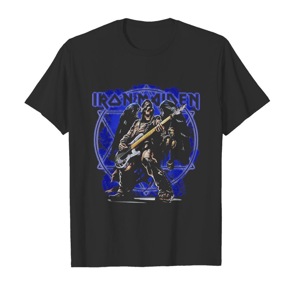 Iron maiden band skeleton playing guitar shirt