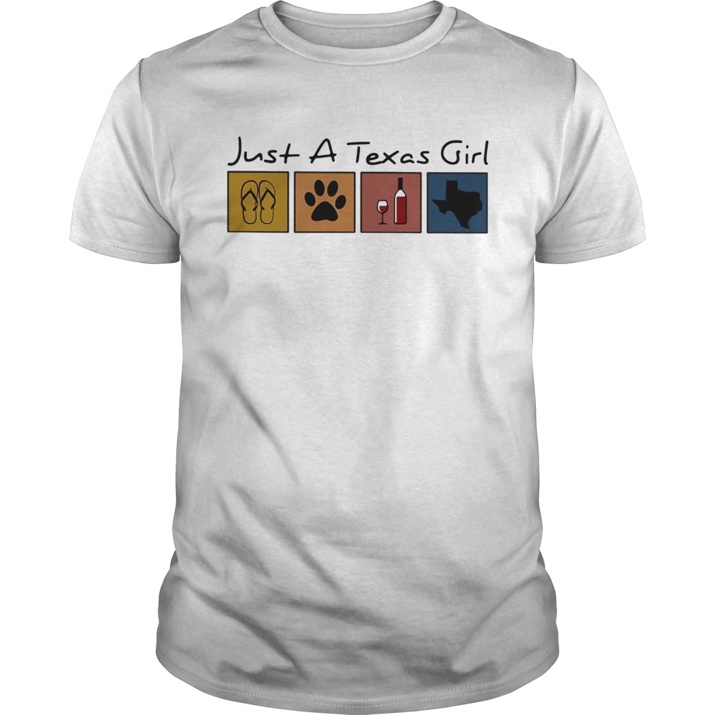 Just A Texas Girl Flip Flop Dog Wine Texas Map shirt