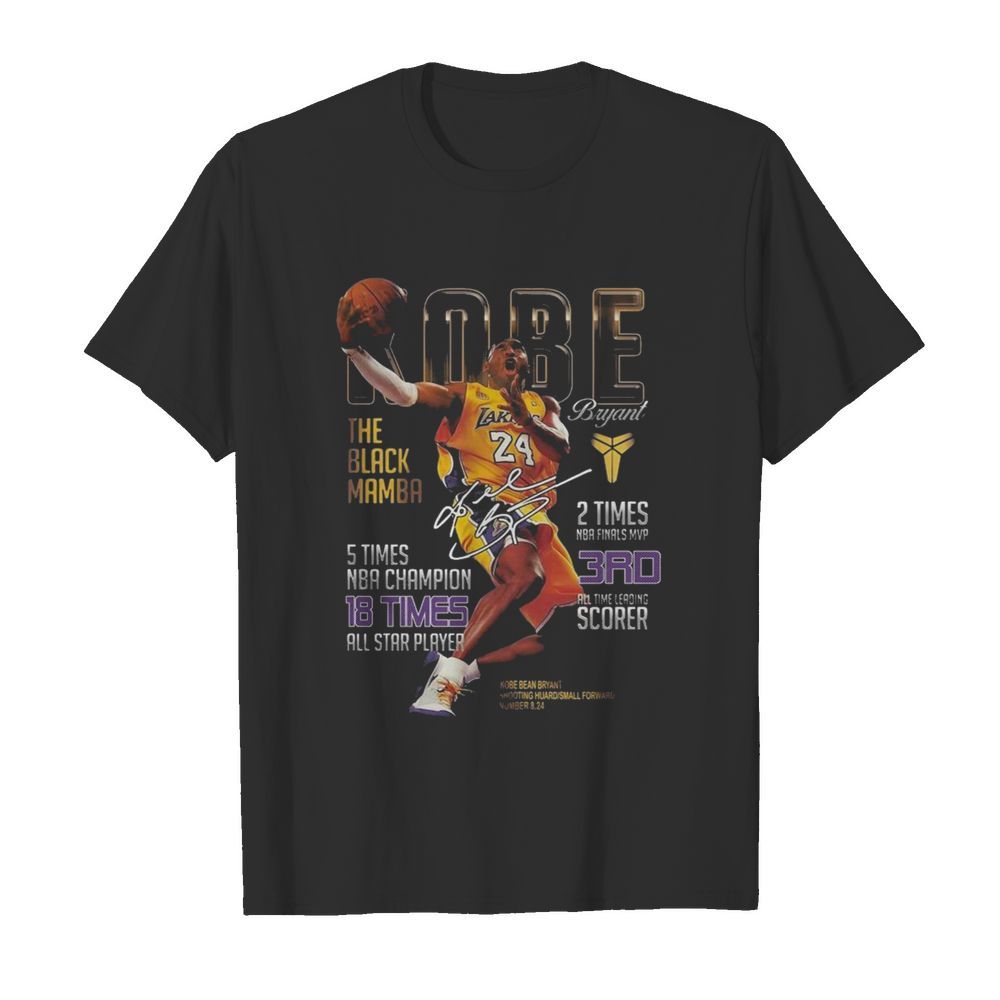 Kobe Bryant The Black Mamba 5 Times NBA Champions Signatures shirt