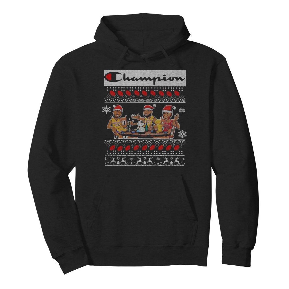 Kobe bryant lebron james michael jordan champions christmas ugly  Unisex Hoodie