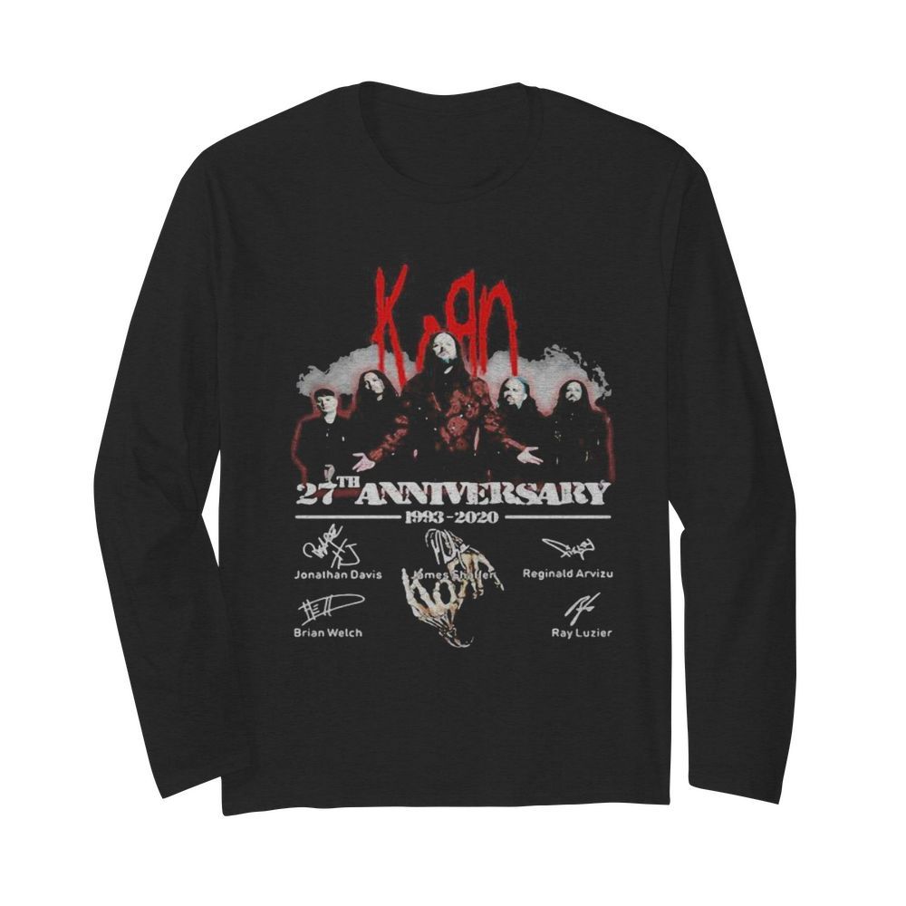 Korn band 24th anniversary 1993 2002 signatures  Long Sleeved T-shirt 