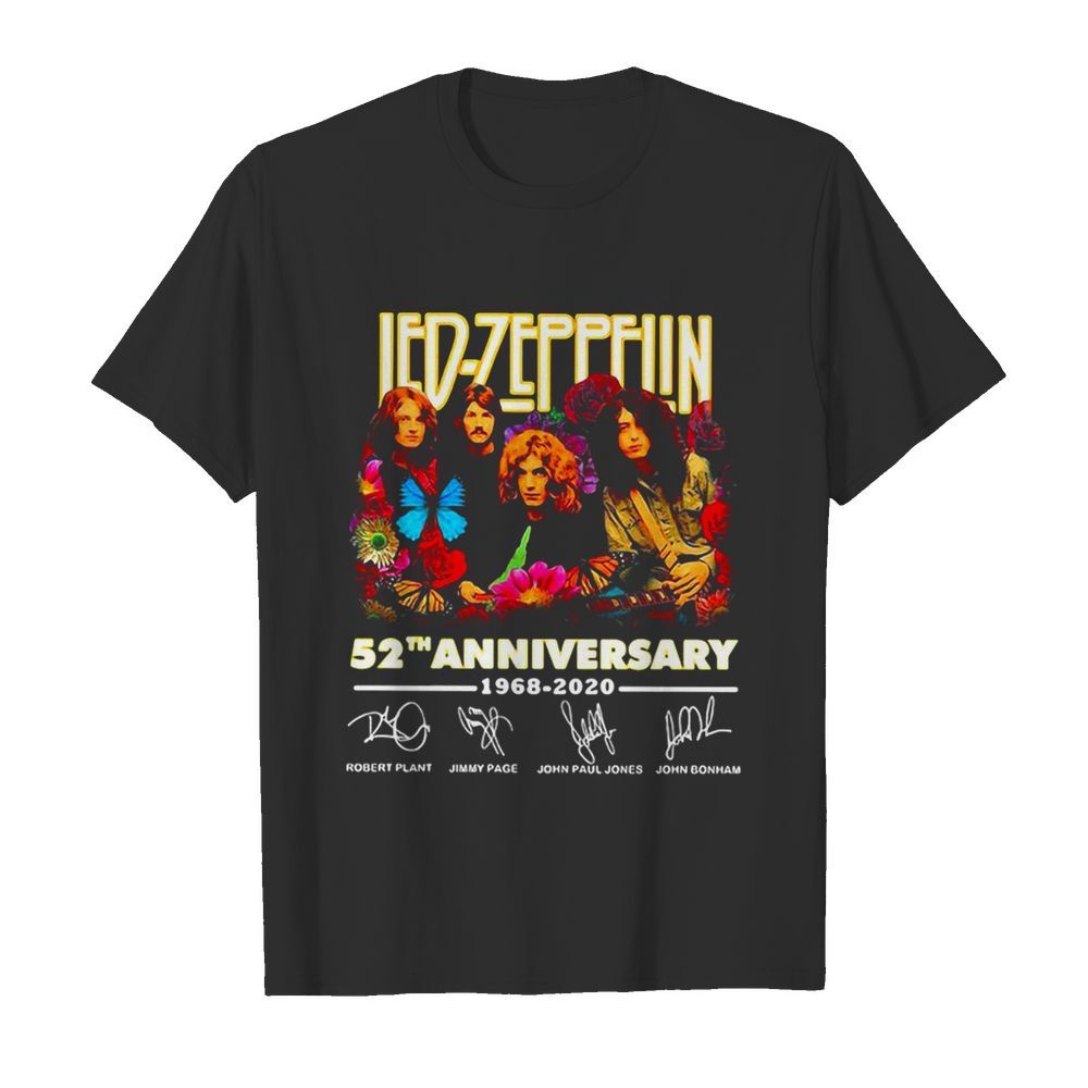 Led zeppelin 52nd anniversary 1968 2020 thank you for the memories signatures flower shirt