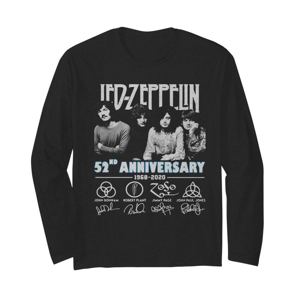 Led zeppelin 52nd anniversary 1968 2020 thank you for the memories signatures  Long Sleeved T-shirt 