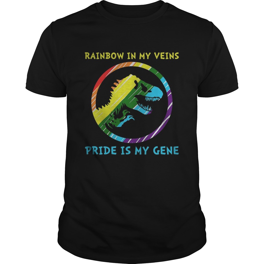 Lgbt dinosaur rainbow in my veins pride is my gene shirt