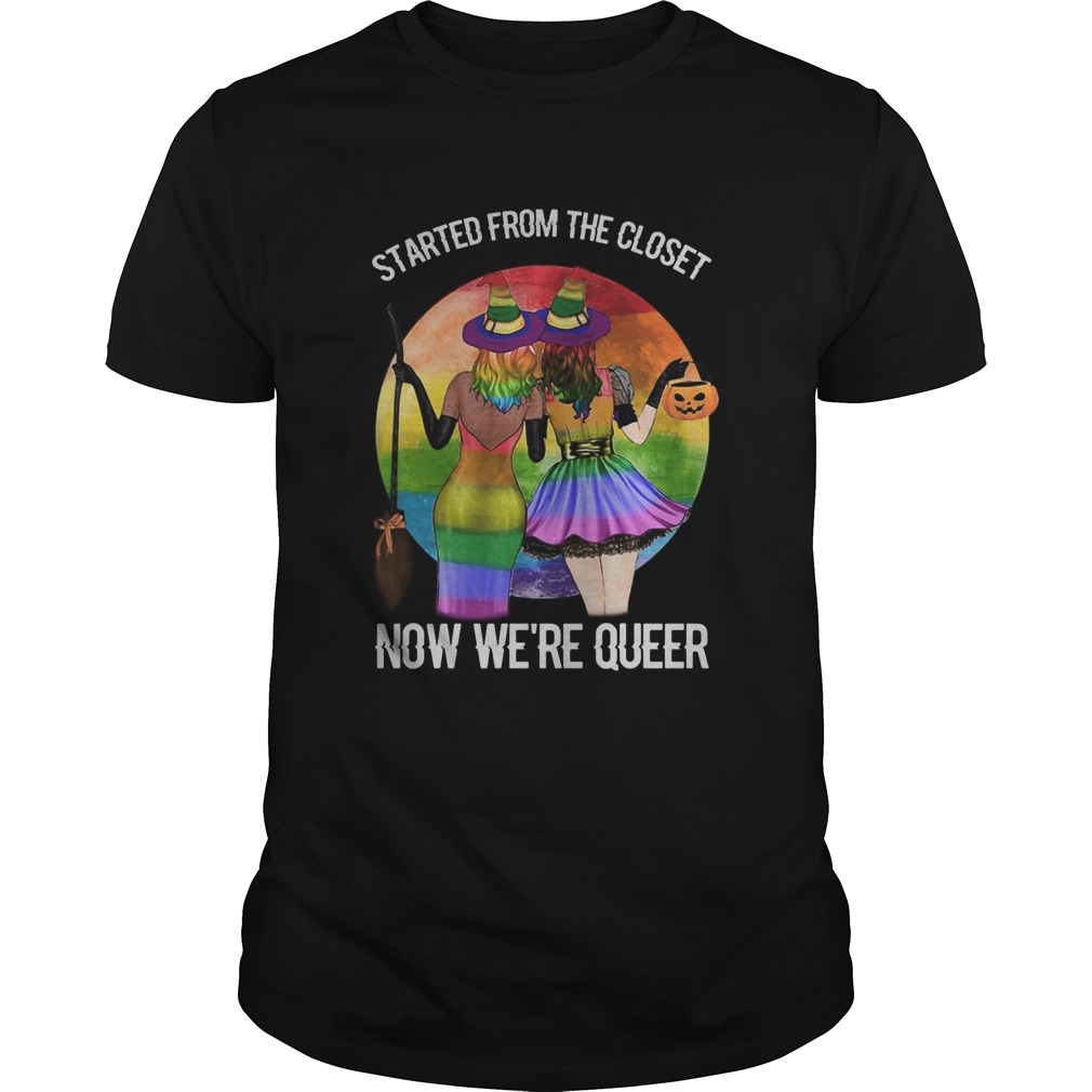 Lgbt rainbow witch started from the closet now were queer vintage retro shirt