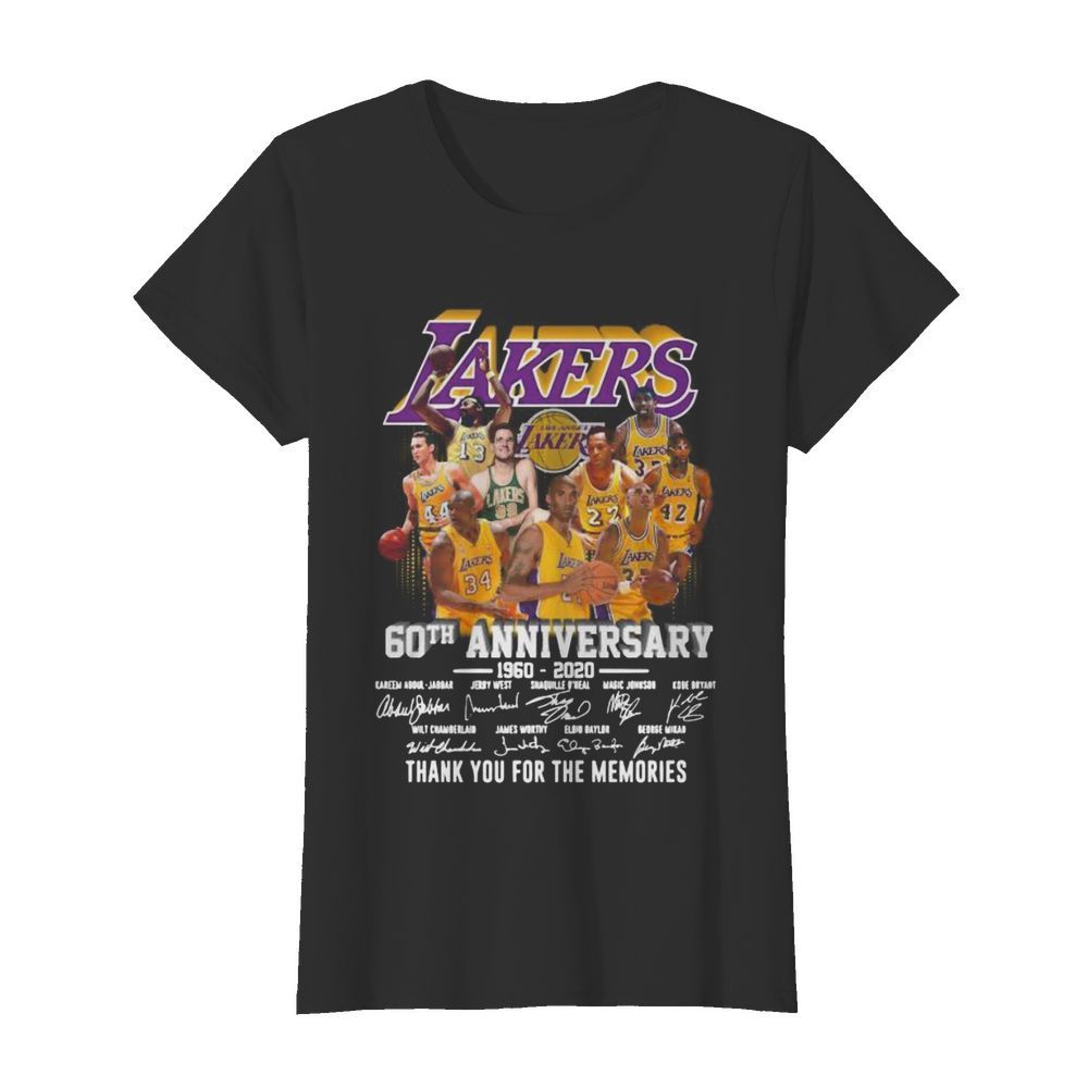 Los angeles lakers 60th anniversary 1960 2020 thank you for the memories signatures  Classic Women's T-shirt