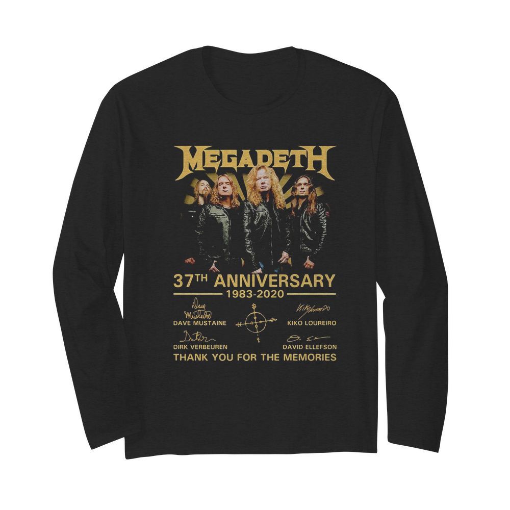 Megadeth 37th anniversary 1983 2020 thank you for the memories signatures  Long Sleeved T-shirt 