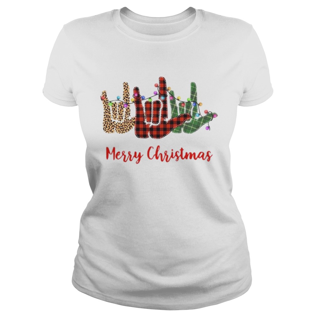 Merry christmas hand sign language leopard  Classic Ladies