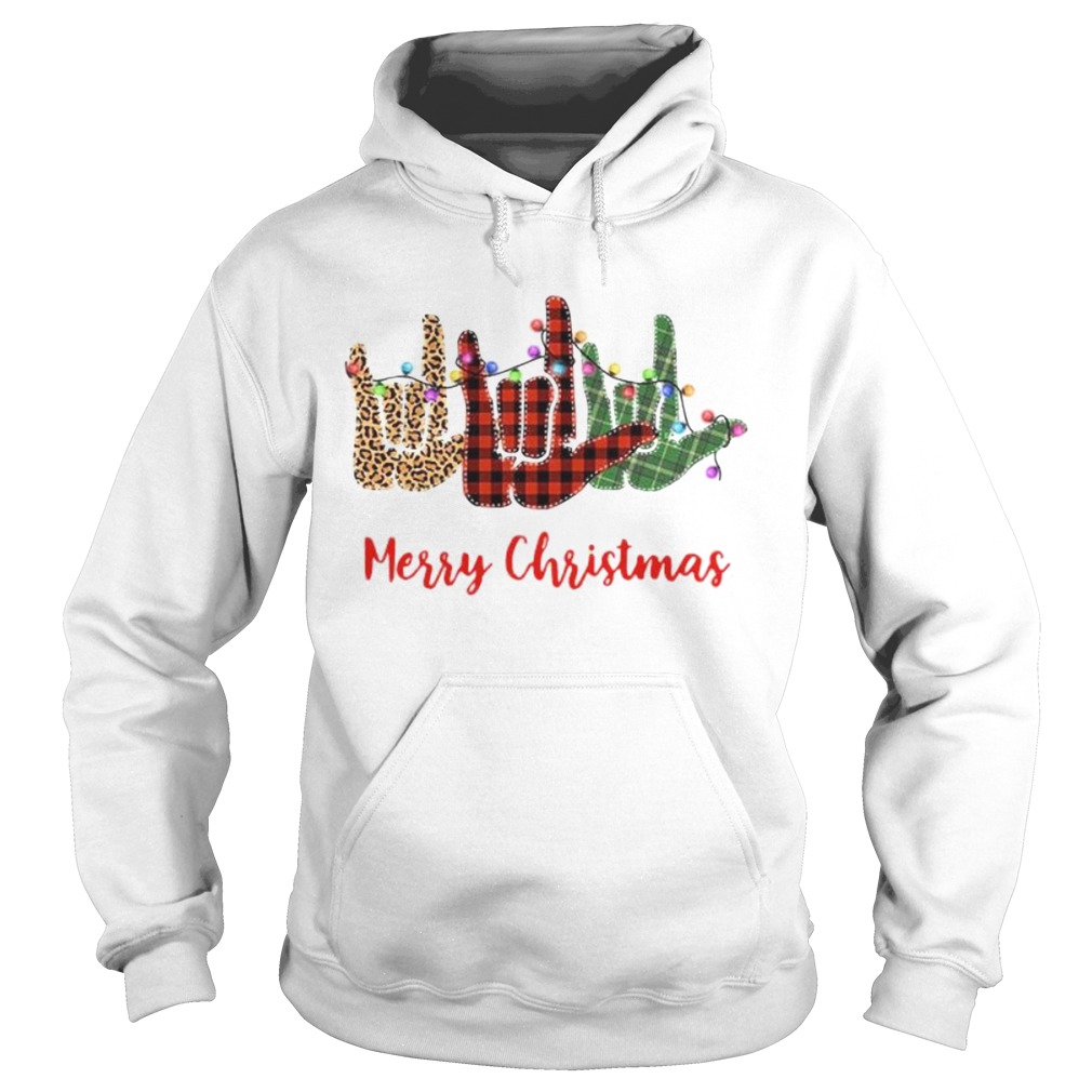 Merry christmas hand sign language leopard  Hoodie