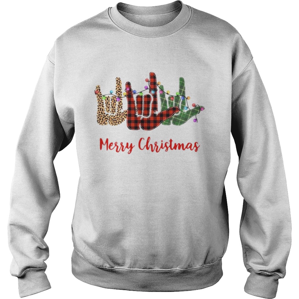 Merry christmas hand sign language leopard  Sweatshirt