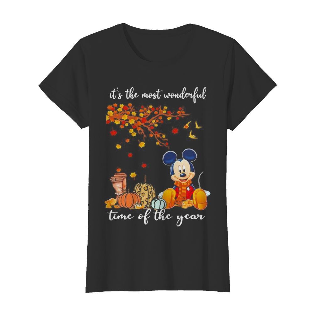 Mickey mouse it’s the most wonderful time of the year leaves tree  Classic Women's T-shirt