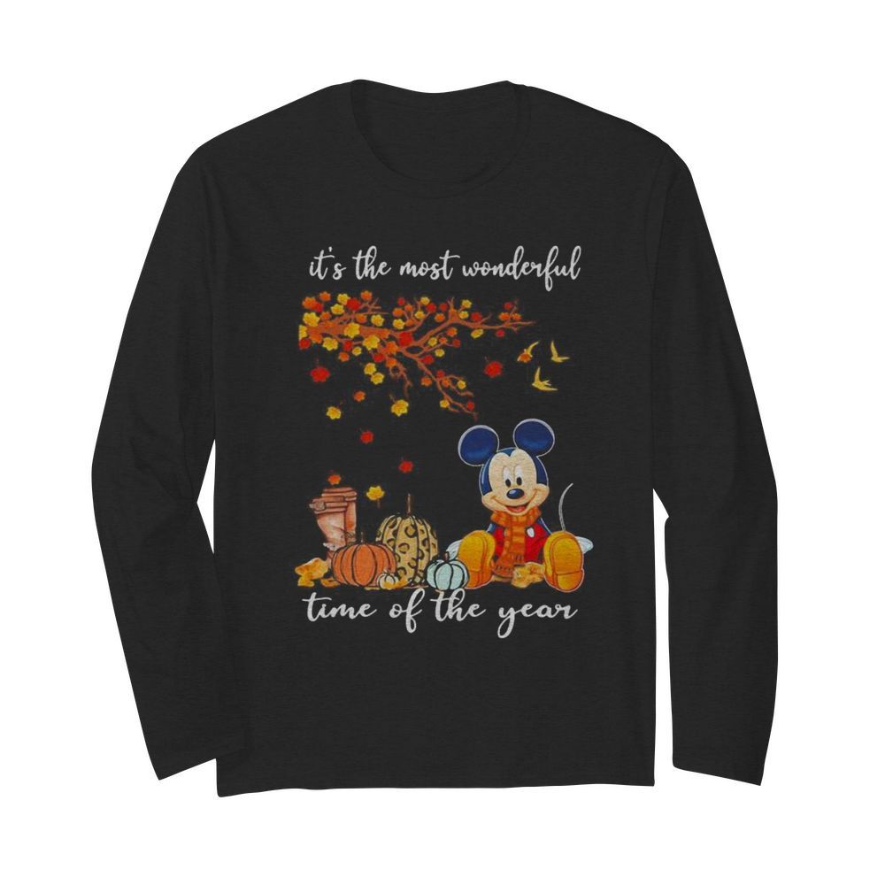 Mickey mouse it’s the most wonderful time of the year leaves tree  Long Sleeved T-shirt 