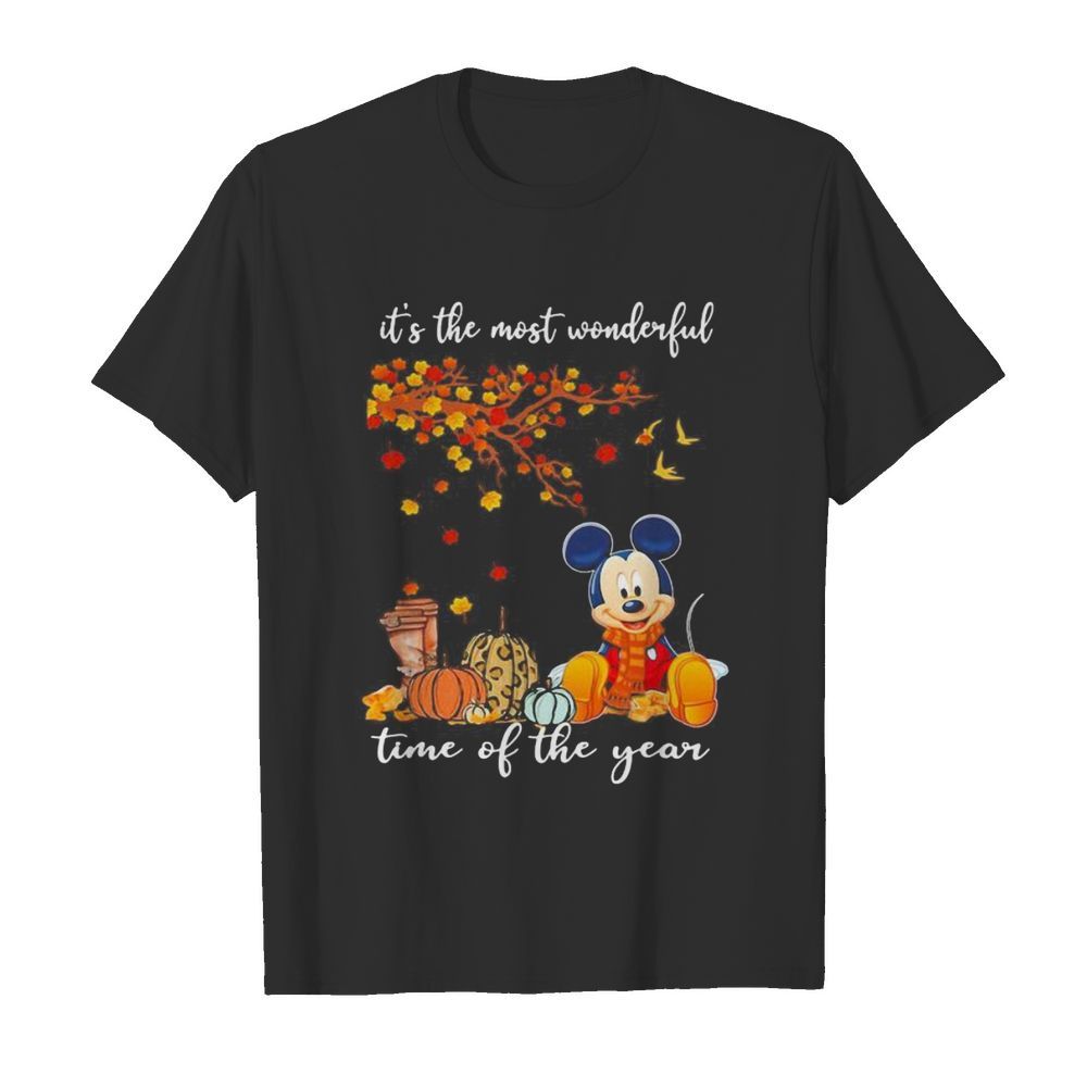 Mickey mouse it’s the most wonderful time of the year leaves tree  Classic Men's T-shirt