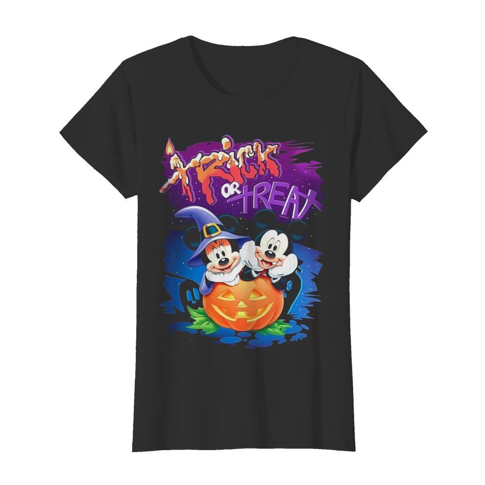 Minnie And Mickey Mouse Trick Or Treat Happy Halloween  Classic Women's T-shirt