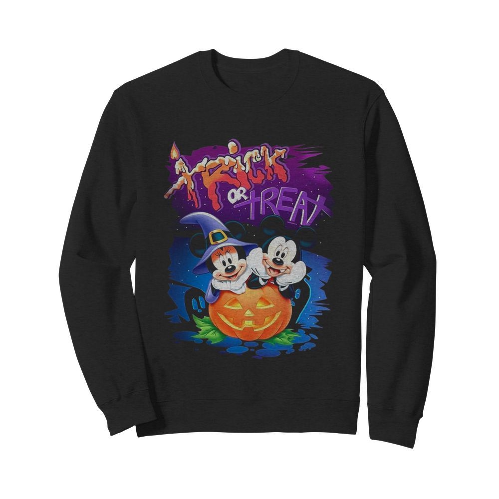 Minnie And Mickey Mouse Trick Or Treat Happy Halloween  Unisex Sweatshirt