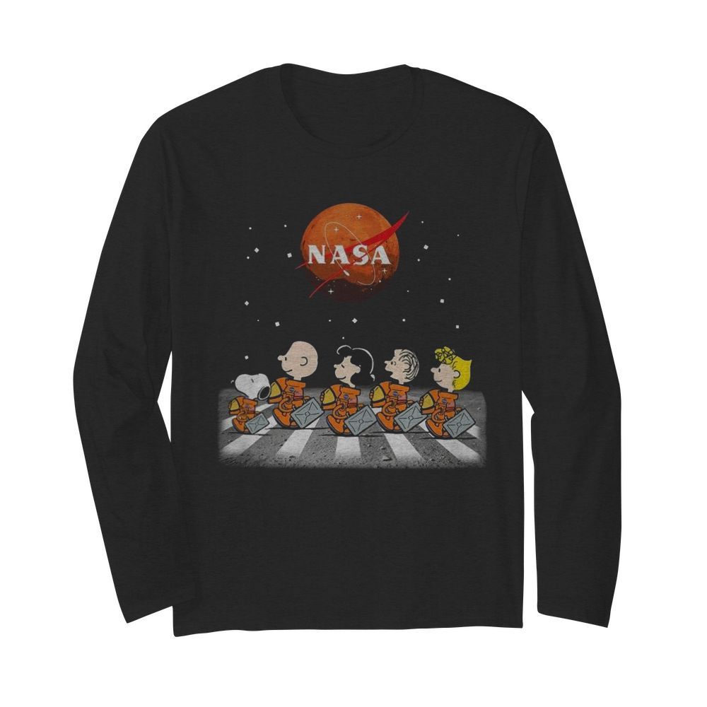 NASA Funny Snoopy Charlie Brown and Friends Abbey Road  Long Sleeved T-shirt 