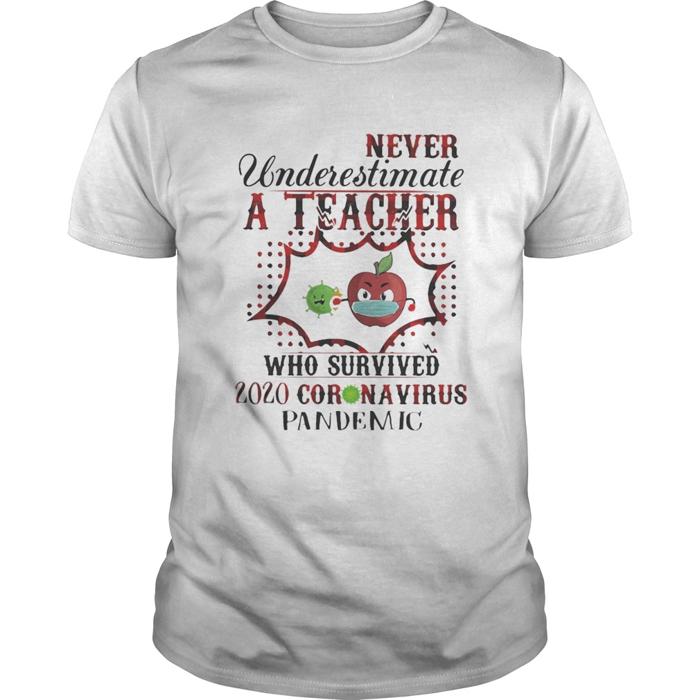 Never underestimate a teacher who survived 2020 coronavirus pandemic apple mask shirt