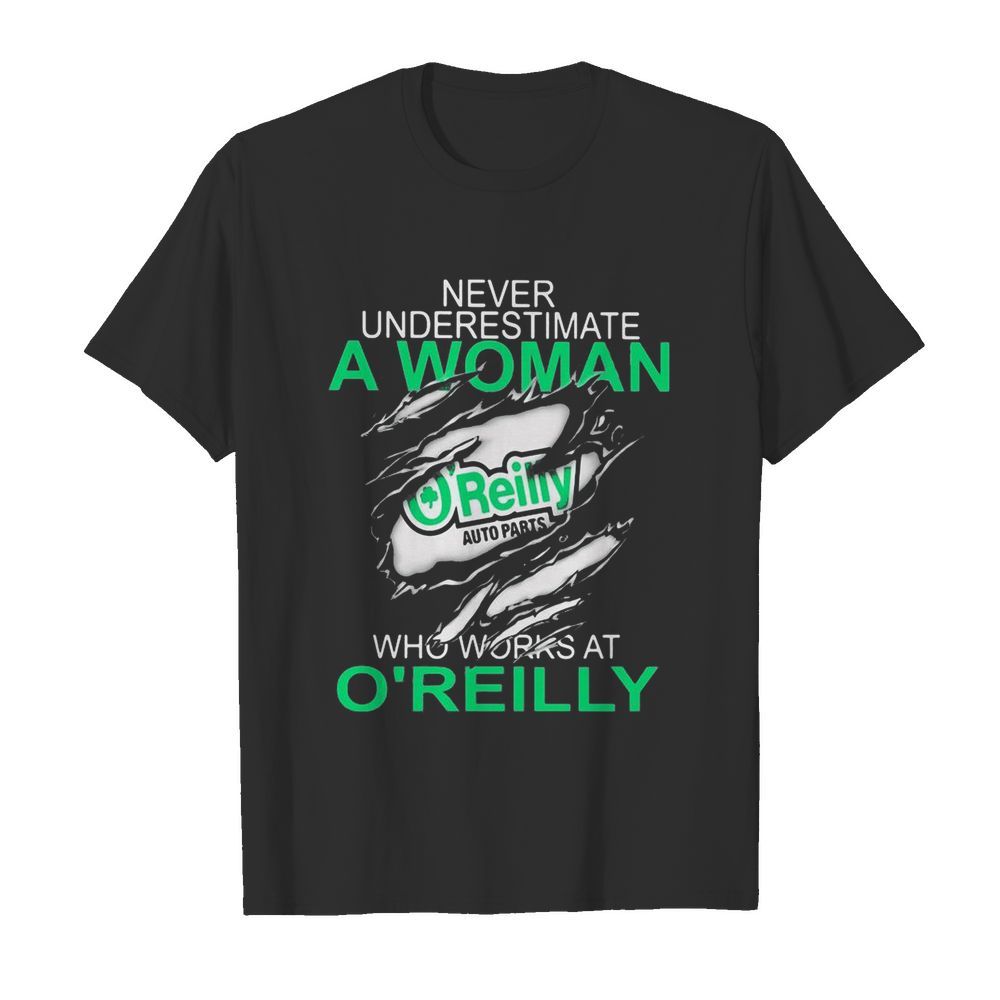 Never underestimate a woman who works at o’reilly auto parts shirt