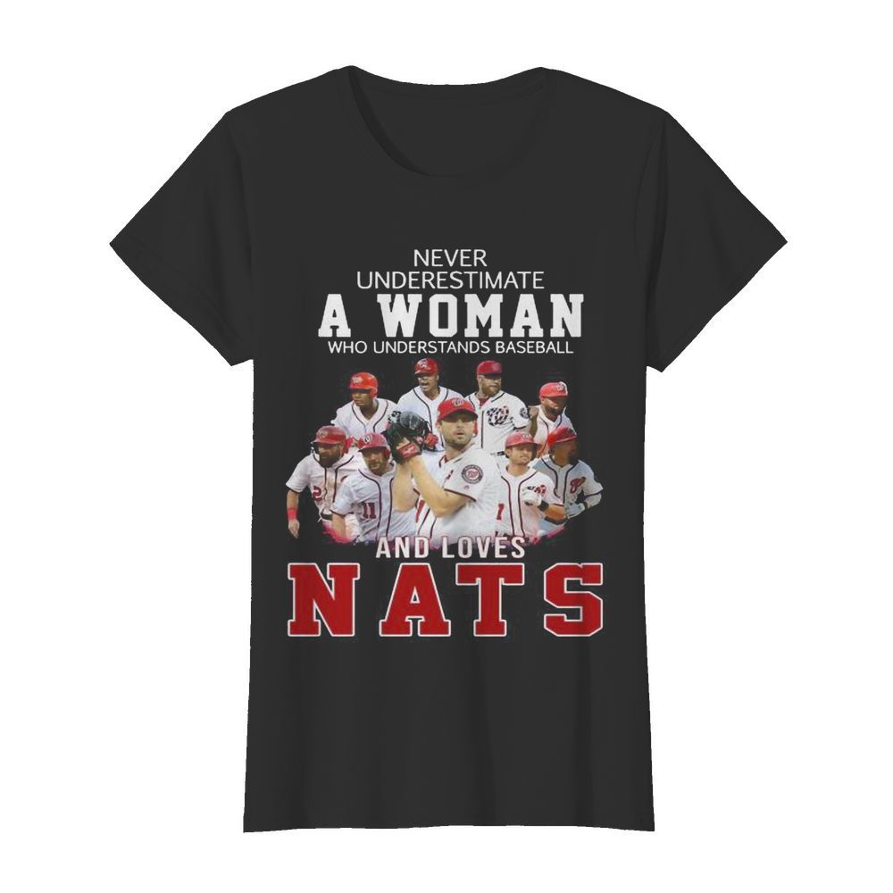 Never underestimate an old woman who understands baseball and loves nats  Classic Women's T-shirt