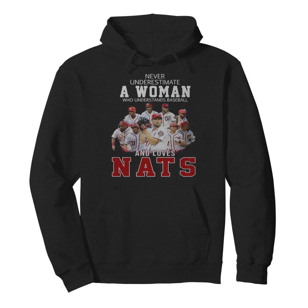 Never underestimate an old woman who understands baseball and loves nats  Unisex Hoodie