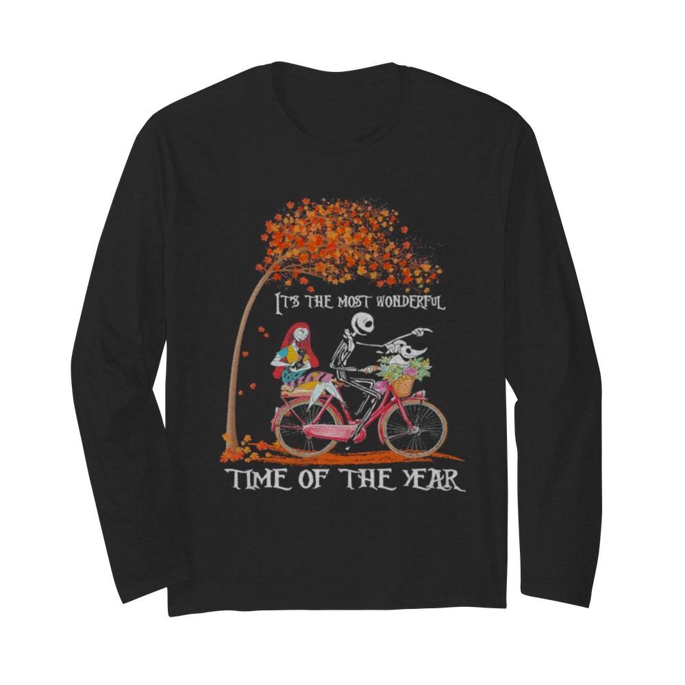 Nightmare riding bicycle it’s the most wonderful time of the year leaves tree  Long Sleeved T-shirt 