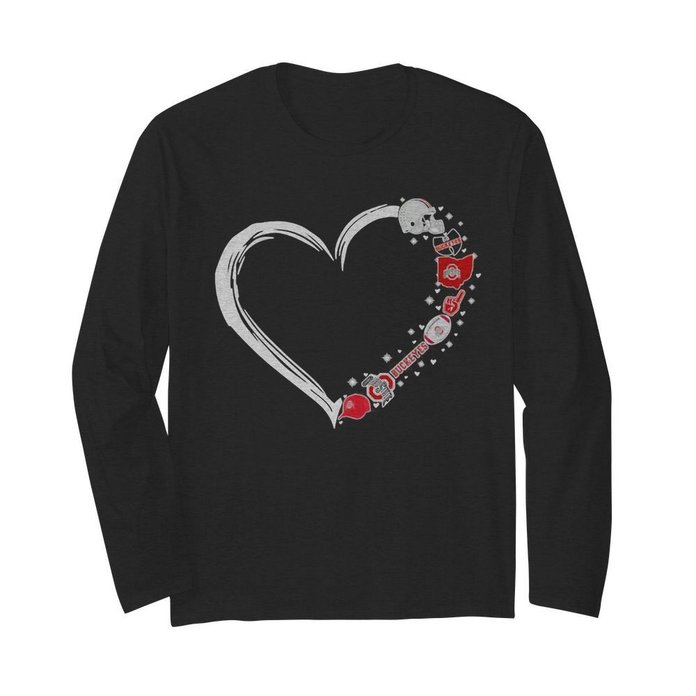 Ohio state buckeyes football hearts  Long Sleeved T-shirt 