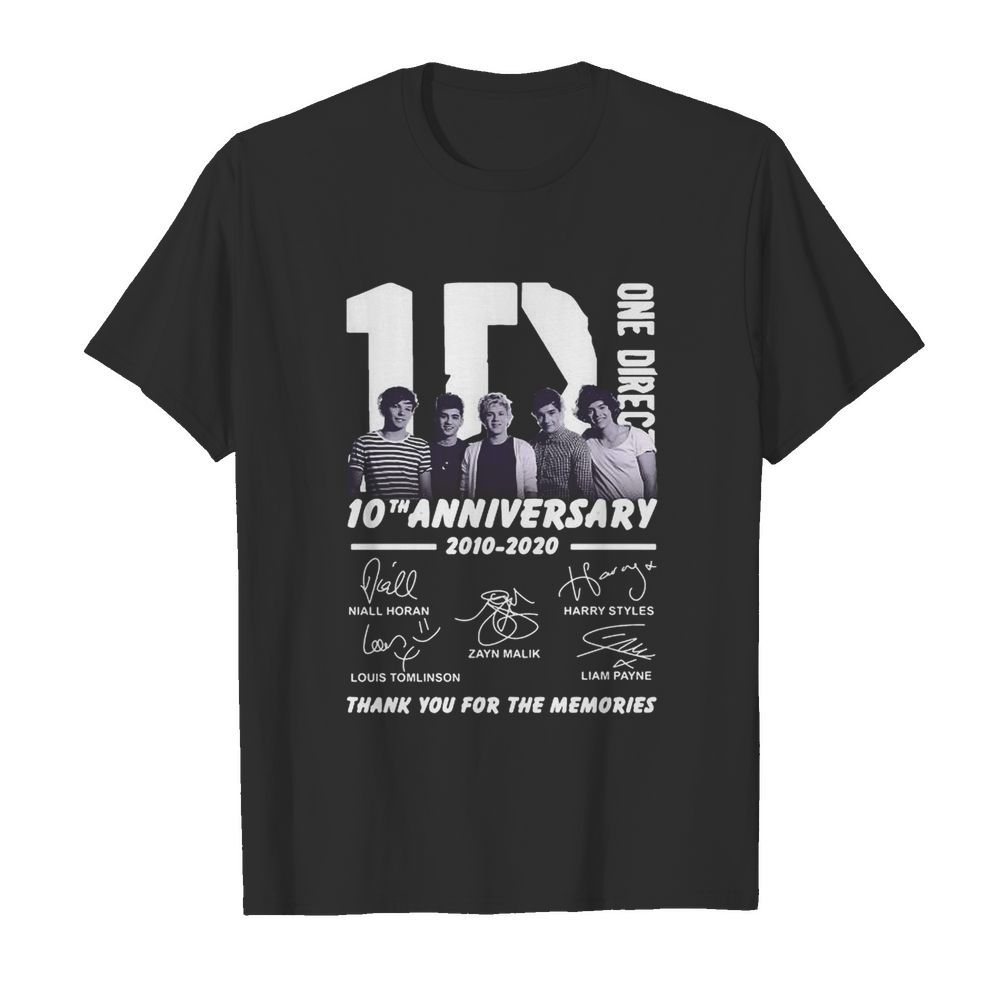 One direction 10th anniversary 2010 2020 thank you for the memories signatures shirt