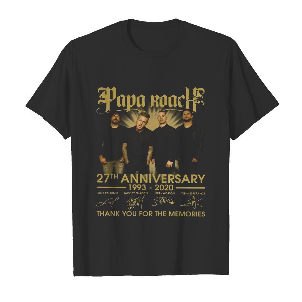 Papa Roach 27th Anniversary 1993 2020 Thank You For The Memories Signatures shirt