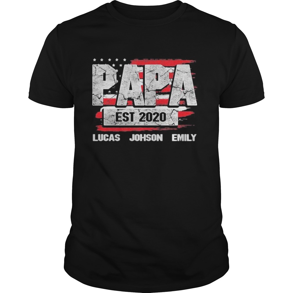 Papa est 2020 lucas johnson emily american flag independence day shirt