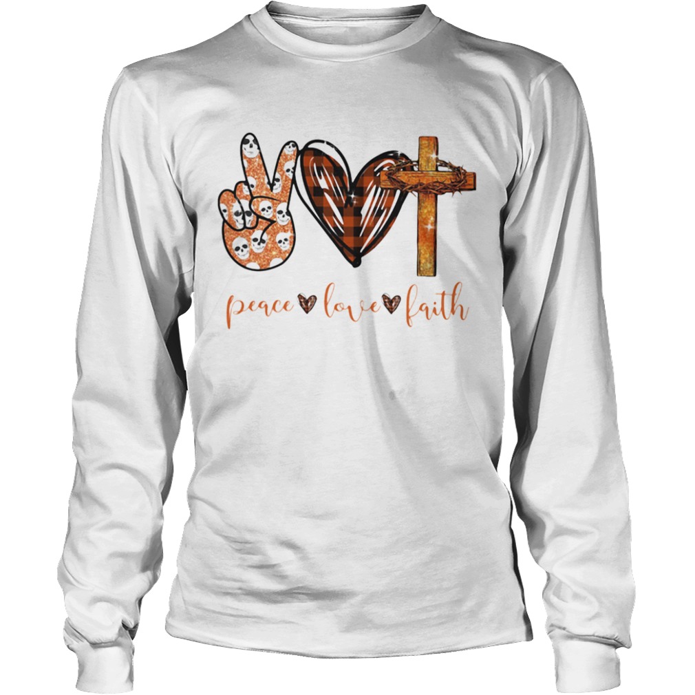 Peace Love Faith Hand Heart Cross  Long Sleeve