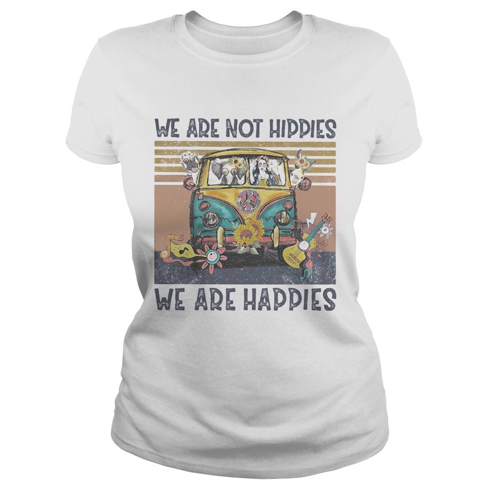 Peace bus elephant we are not hippies we are happies vintage retro  Classic Ladies