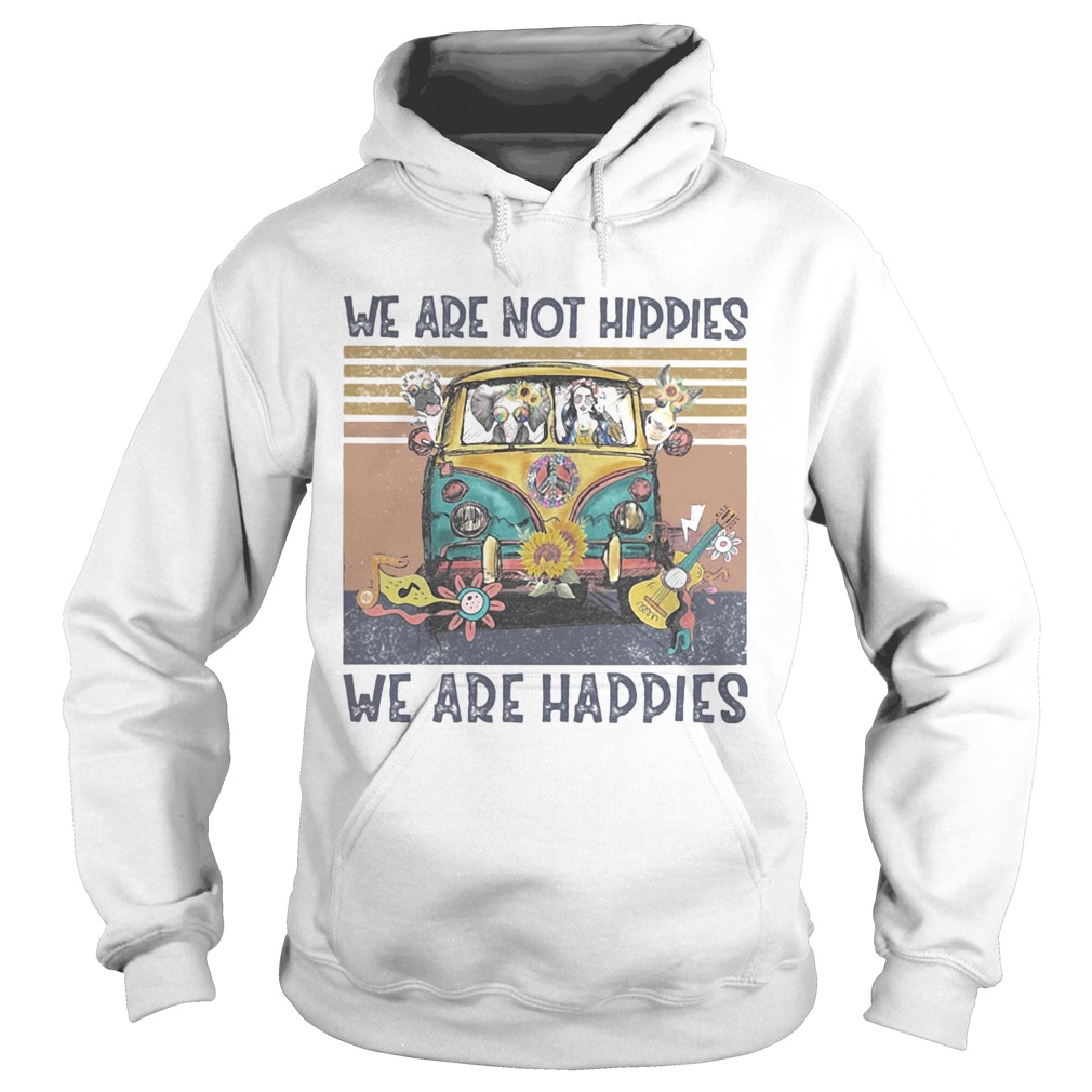 Peace bus elephant we are not hippies we are happies vintage retro  Hoodie