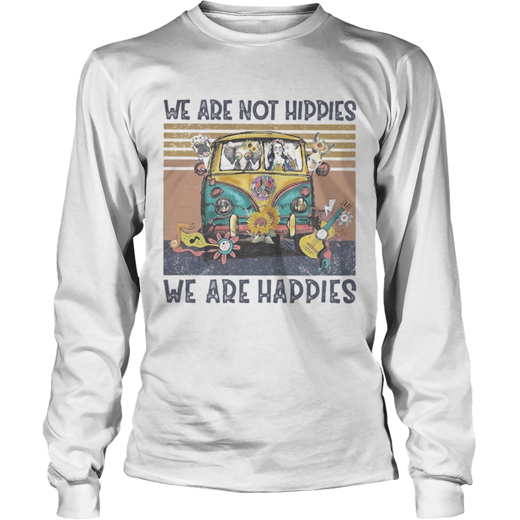 Peace bus elephant we are not hippies we are happies vintage retro  Long Sleeve