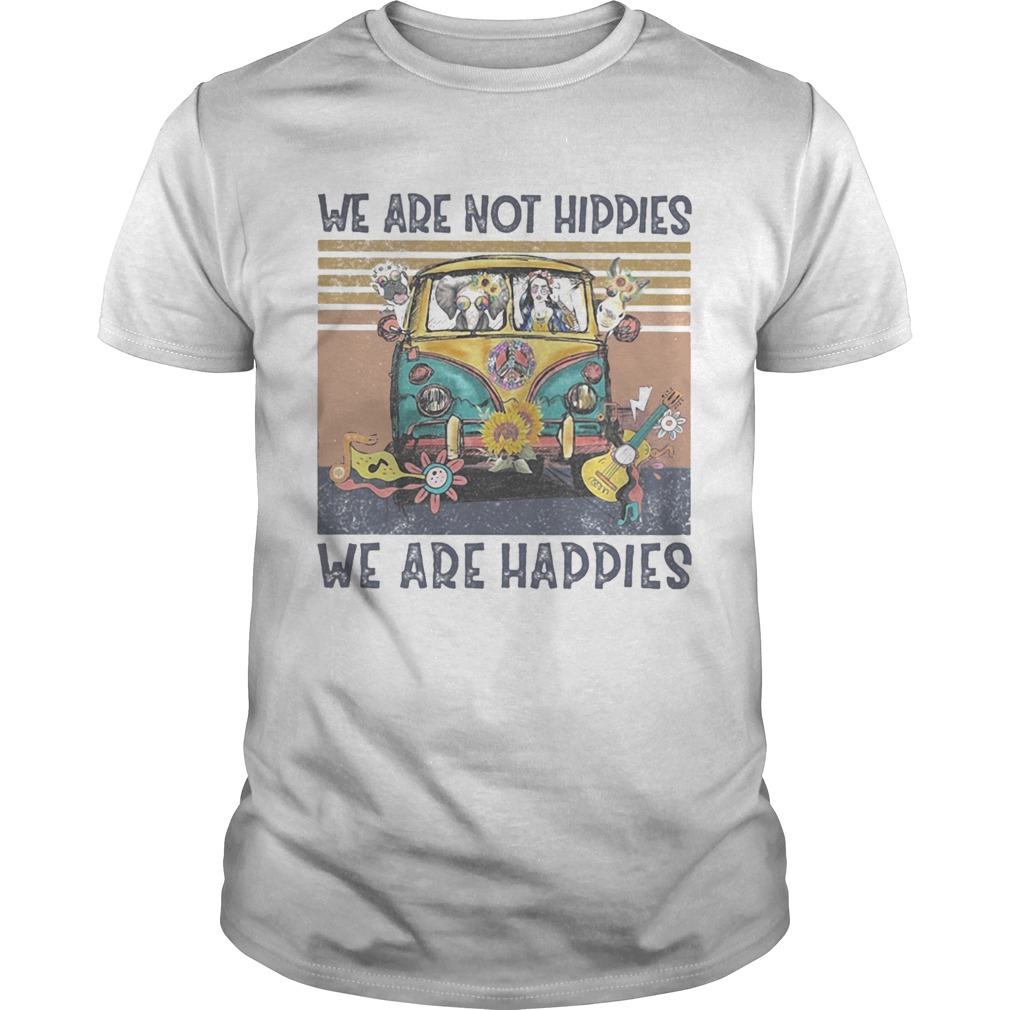 Peace bus elephant we are not hippies we are happies vintage retro  Unisex