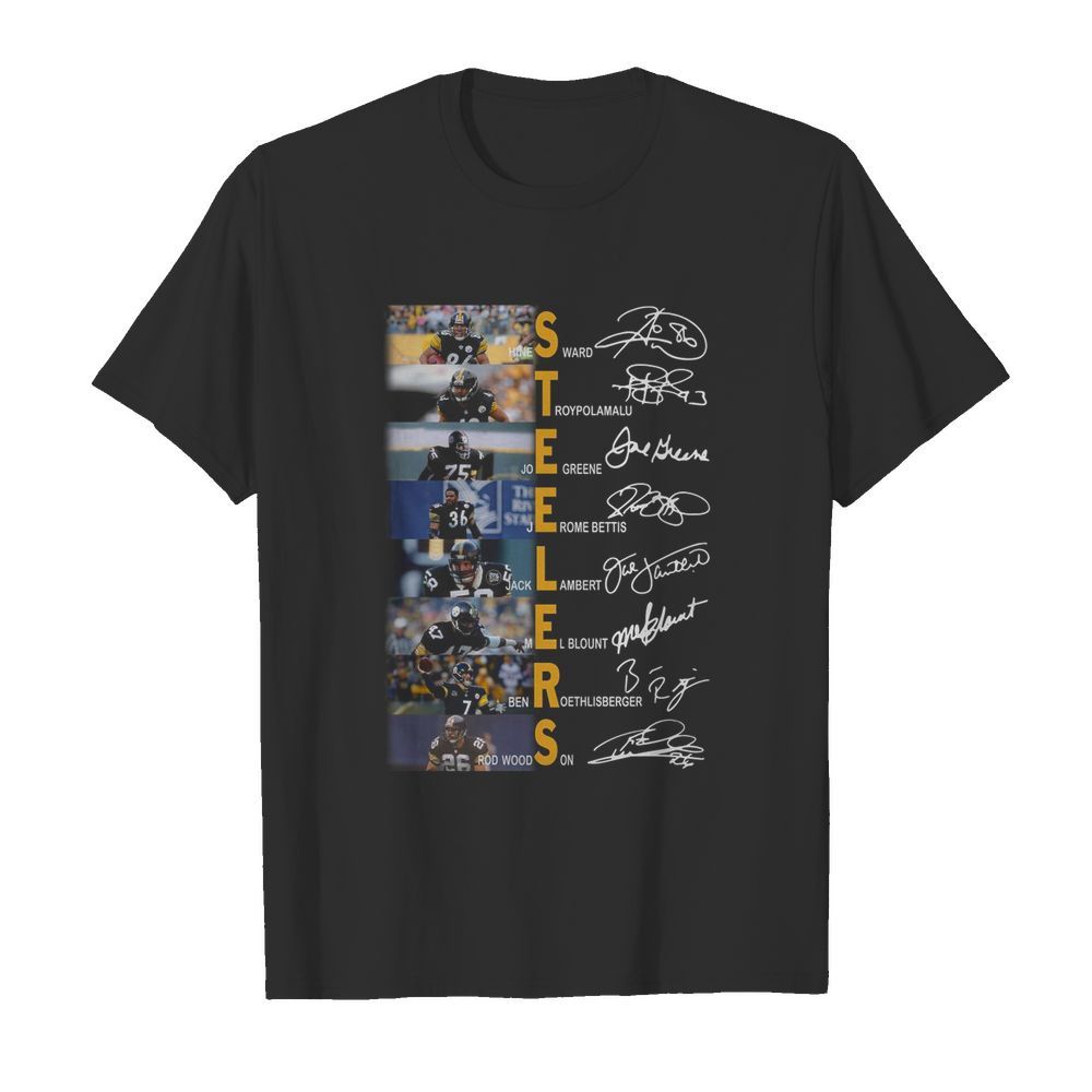 Pittsburgh Steelers Hines Ward Troy Polamalu Joe Greene Signatures shirt