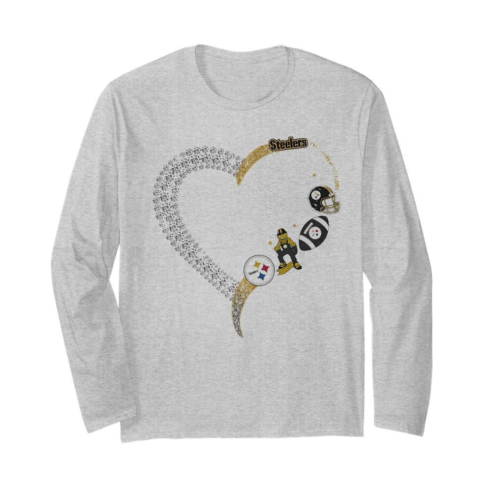 Pittsburgh steelers football logo heart  Long Sleeved T-shirt 