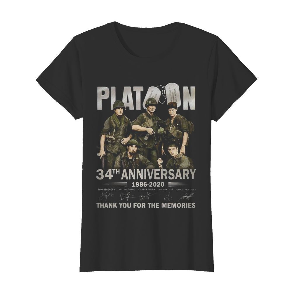 Platoon 34th anniversary 1986 2020 thank you for the memories signatures  Classic Women's T-shirt