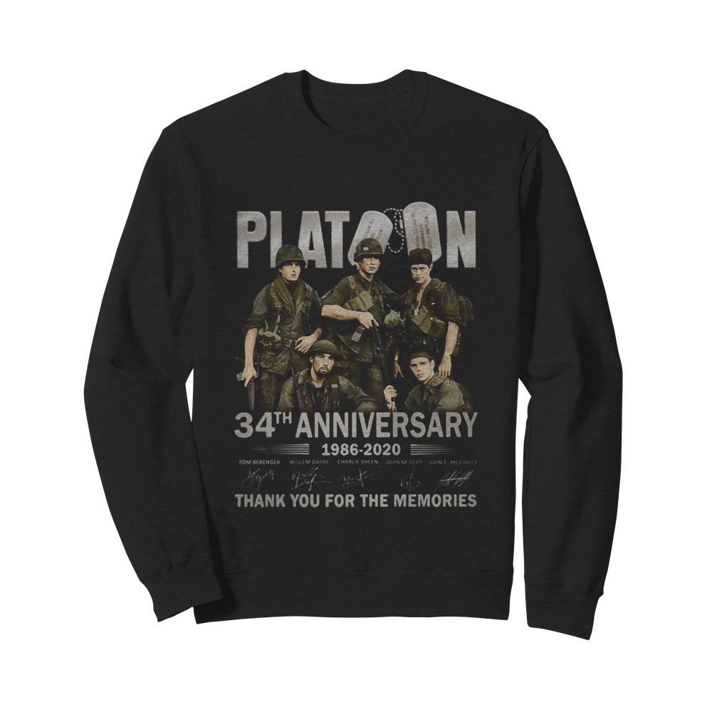 Platoon 34th anniversary 1986 2020 thank you for the memories signatures  Unisex Sweatshirt