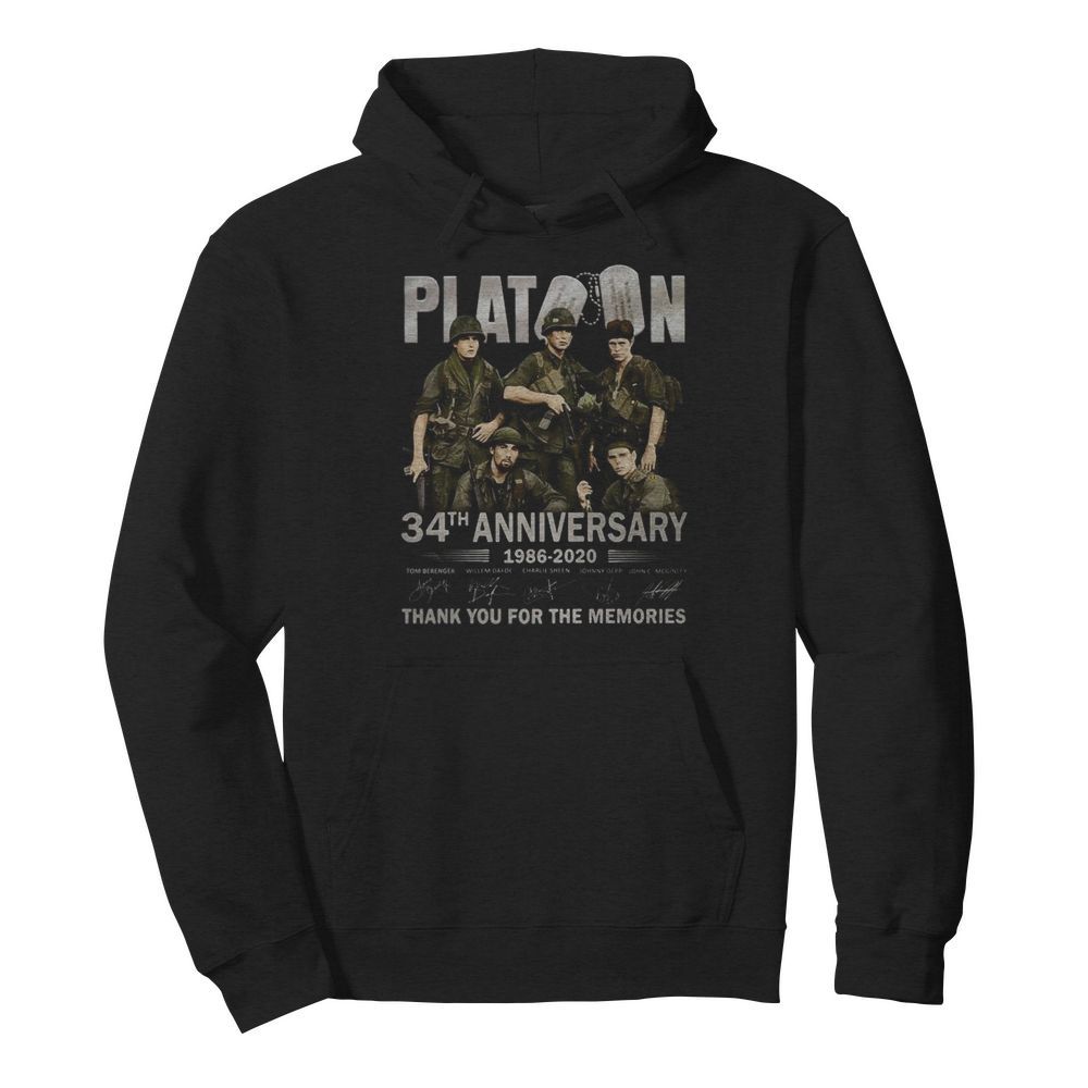 Platoon 34th anniversary 1986 2020 thank you for the memories signatures  Unisex Hoodie