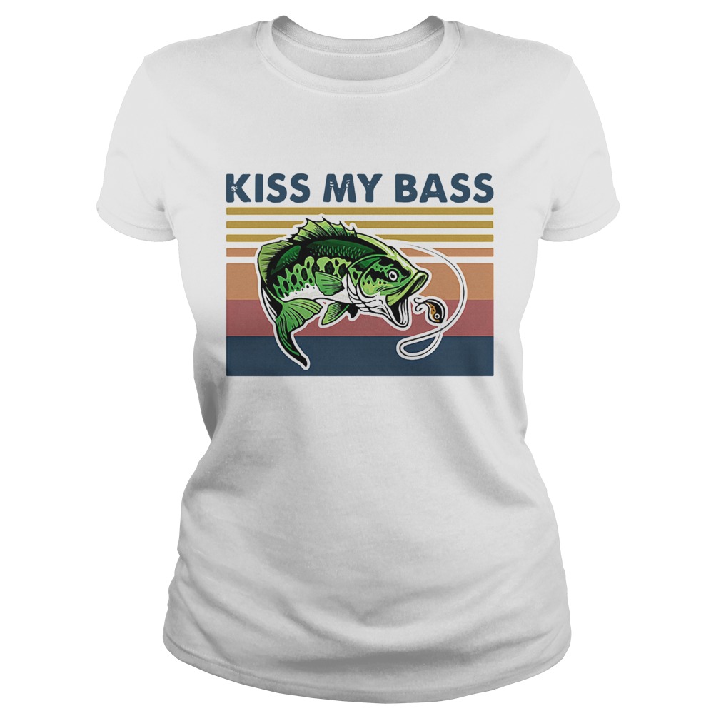 Pretty Fishing Kiss My Bass Vintage Retro  Classic Ladies