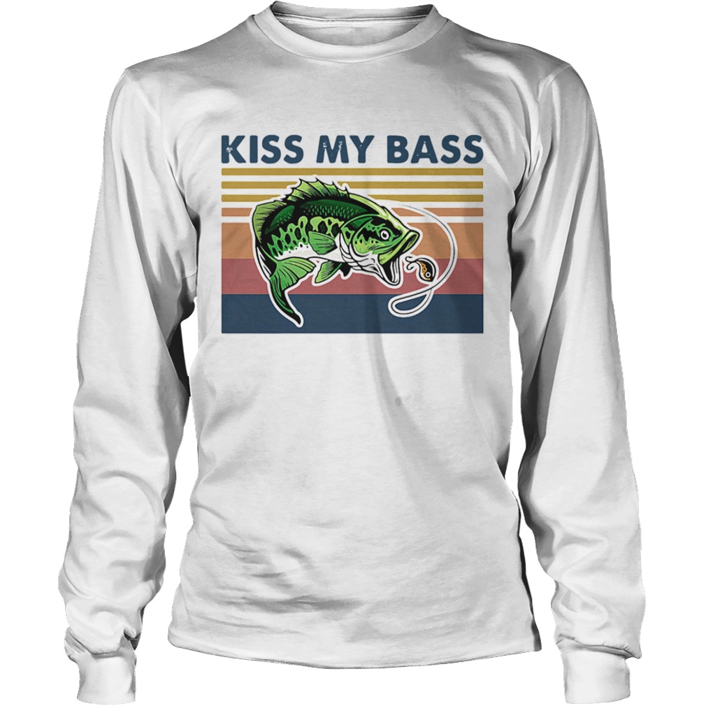 Pretty Fishing Kiss My Bass Vintage Retro  Long Sleeve