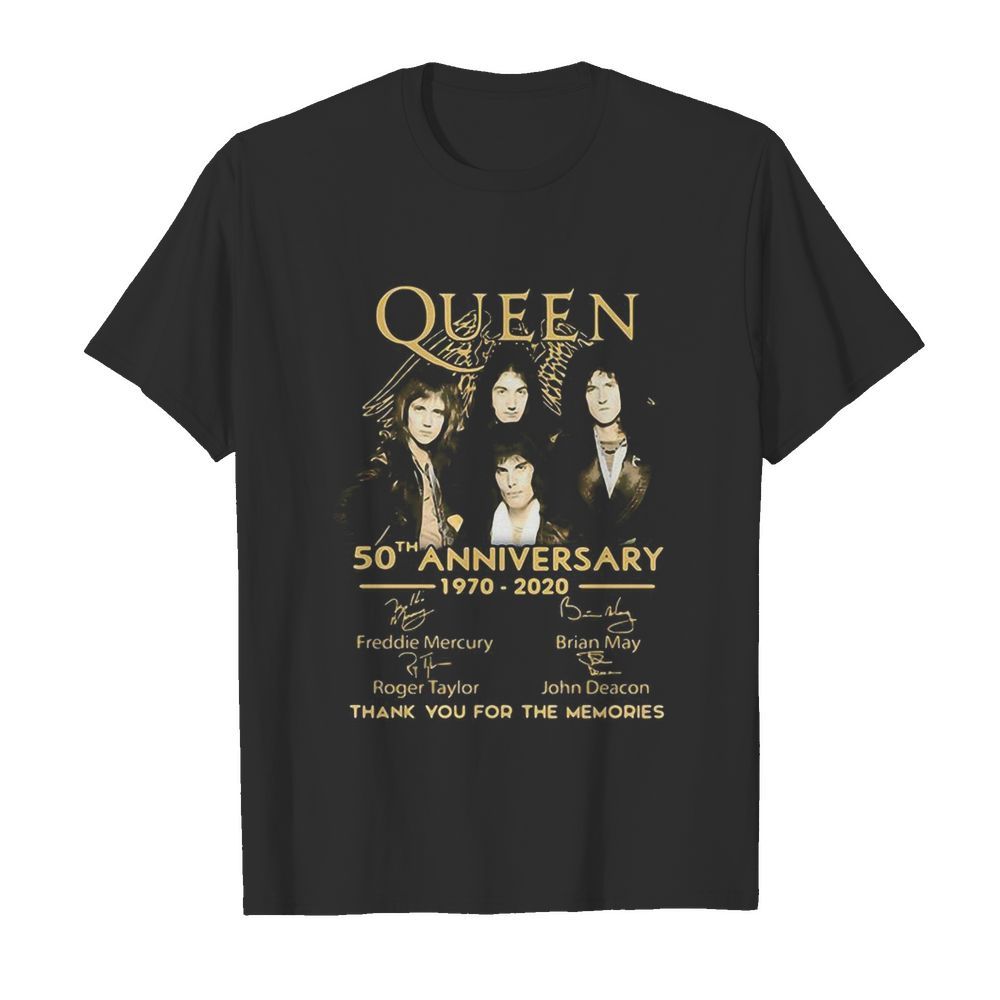 Queen 50Th anniversary 1970-2020 Signatures Thank you for the memories shirt