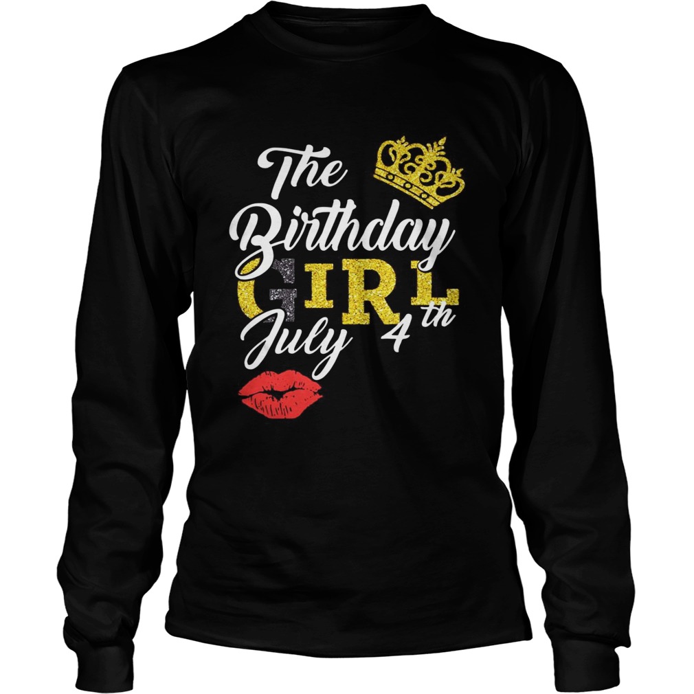 Queen Lip The Birthday Girl July 4th Diamond  Long Sleeve