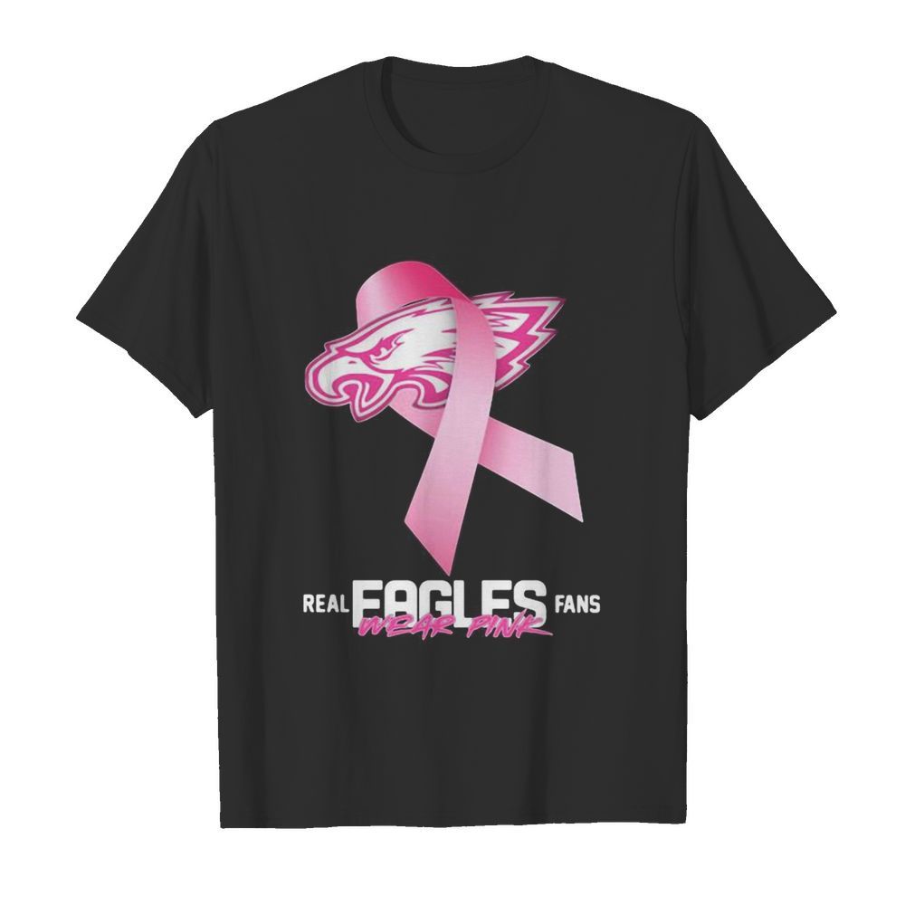 Real eagles fans wear pink logo cancer awareness shirt